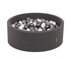 KiddyMoon 90X30cm/300 Bolas ∅ 7Cm Piscina De Bolas para Ninos Hecha En La UE, Gris Os: Blanco,Gris,Plata