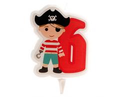 Dekora - Vela de Cumpleaños 2D de Pirata para Tartas Infantiles - Numero 6