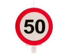 Dekora - Vela Cumpleaños con Señal de Prohibido para Decoracion de Tartas - Numero 50