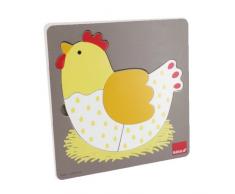 Goula - Puzzle gallina de 3 Niveles, 7 Piezas de Madera (Diset 53027)