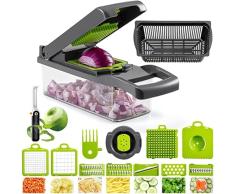 Cortador de verduras Hoja de acero inoxidable 13 en 1 - Cortador de verduras multifuncional Cocina ajustable Pasta de verduras Zanahoria y rallador