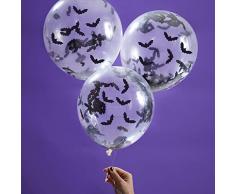 Ginger Ray Globos para fiesta de Halloween con confeti de murciélago, decoración de habitación, paquete de 5 creep it real, color negro