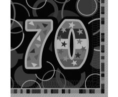 Unique Party- Paquete de 16 servilletas de Papel cumpleaños, Color negro, edad 70 (28485)