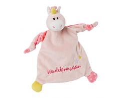 NICI 46730 Unicornio de pañal Princesa 25 x 25 cm a Partir de 0 Meses – Manta de Peluche para bebés y niños pequeños – Peluche/Manta de Seguridad para niñas y niños, Rosa y Blanco