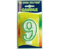 Folat - Vela con número 9 para decoración de cumpleaños