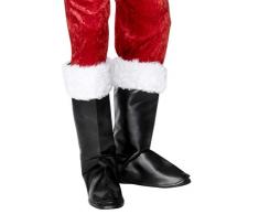 Smiffys-28933 Fundas para Botas de Papá Noel, con Pelaje, Color Negro, Tamaño único (SmiffyS 28933)
