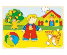 Goki 57858 - Gato, casa, ... Plug Puzzle