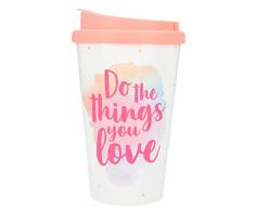 Depesche 2180.012 To-Go - Taza de plástico (350 ml), diseño con texto en inglés Do the things you love, multicolor