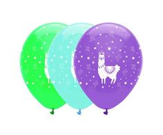 Creative Party RB321 - Globos de látex para fiesta de llama, surtidos, azul, blanco, verde, morado, 6 unidades