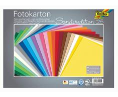 Folia 6125/25 99 - Cartón fotográfico (25 x 35 cm, 300 g/m², 25 Hojas Surtidas en 25 Colores, Base Ideal para Muchas Ideas de Manualidades)
