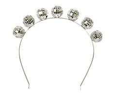 Boland 00770 00770 Tiara Bola de discoteca Plata, para Adultos, Diadema con bolas brillantes, espejo, mosaico, tocado para la cabeza, carnaval, Halloween, fiesta temática, Mujer, Talla Única
