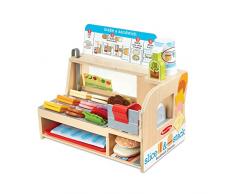 Melissa & Doug Tienda de sándwiches con mostrador y 52 accesorios, Juguete de madera, Comida de madera para niños, Juguete creativo Montessori, Juego de imitación, Regalo para niños y niñas de 3+