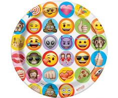 Unique Party - Platos de Papel - 23 cm - Diseño de Emoji - Paquete de 8 (50915)