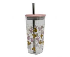 Stor Vaso cube alto de plástico con pajita de acero inoxidable - 540 ml de Mickey Mouse