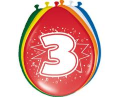 Folat 8714572082037 Globo para Fiesta - Globos para Fiesta (Multicolor, Alrededor, Cumpleaños, 3 año(s), 3 año(s), 8 Pieza(s))