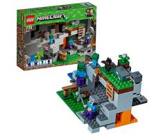 LEGO Minecraft - La Cueva de los Zombis, Juguete de Construcción Inspirado en el Videojuego, Incluye Personajes como Steve y un Zombie, Set a partir de 7 años (21141)