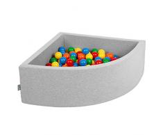 KiddyMoon 90X30cm/300 Bolas Piscina De Bolas ∅ 7Cm para Ninos Cuarto Angular Hecha En La UE, Grisclr:Amarillo,Verde,Azul,Rojo,Naranja