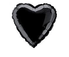 Unique Party- Globo foil helio corazón, Color negro, 45 cm (52960) , color/modelo surtido