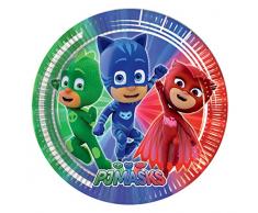 Paquete de platos de postre pequeños de 19 cm con diseño de PJ Masks/Héroes en Piyamas (8 unidades)