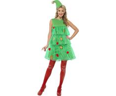 Smiffys Smiffys-24331S Disfraz de árbol de Navidad, con vestido y gorro, color verde, S-EU Tamaño 36-38 24331S