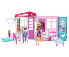Barbie Casa portátil con piscina, casa de muñecas (Mattel FXG55)