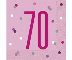 Unique- Servilletas de papel, Color pink & silver (83573)