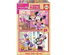 Educa Borrás- Mickey and The Roadster Racers Puzzle 2x25 Minnie Happy Helpers, Multicolor (17625)