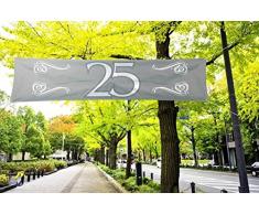 Folat Banner 25 - Decoración para bodas (180 x 40 cm), color plateado y blanco