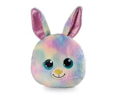 NICI- Cojín GLUBSCHIS Conejo Rainbow Candy 32x32cm Multicolor-Almohada mullida, niñas, bebés y Amantes de los Peluches, Ideal para casa, la guardería o de Viaje (48583)