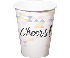Folat - Cheers Tazas Desechables De Color Blanco Nacarado - 250 ml - 6 Piezas