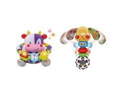 VTech- Vaca muusical Peluche Interactivo de Bebe con Suaves, Multicolor, única (3480-166022) + Toby Perrito Sonajero Electrónico con Luz Y Voz, Multicolor, Talla Única (3480-184722)