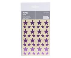 APLI - Bolsa de pegatinas estrella holográficas, color lila 3 hojas