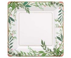 Amscan International 592143 - Vajilla de papel y plástico (25 cm), diseño de amor y hojas