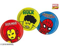 Marvel Avengers- Platos de papel grande 23 cm 8 ct, Color verde (Procos Partyware 78407)