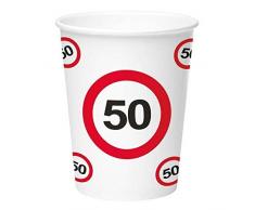 Folat B.V. Nuevo Taza Señal de tráfico 50, 350 ml, 8 Unidades