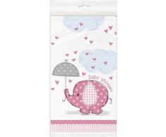 Mantel de Plástico - 2,13 m x 1,37 m - Baby Shower con Elefante Rosa