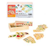 WOOMAX 42147 - Dominó infantil animalitos de la naturaleza - Juguetes educativos niños - Incluye 30 piezas fabricadas en madera natural y sostenible - Juegos de mesa