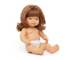 Miniland –Muñeco bebé Europeo Niña Pelirroja. Vinilo Suave de 38cm. Rasgos étnicos y sexuado para el Aprendizaje de la Diversidad. Ligero y Agradable Perfume. Colección de Diferentes etnias y sexos.