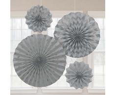 Amscan International – 295000 – 18 mm), color negro y plateado con purpurina papel ventiladores