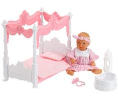 Simba 105036918 New Born Baby - Juego de Cama y Accesorios para Dormir para bebé de Juguete, Color Rosa y Blanco