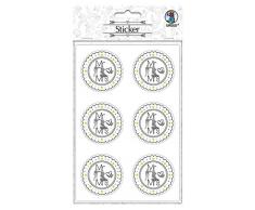 Ursus 59530001F Pegatinas para Boda, 24 Pegatinas con Texto Mr & Mrs, Autoadhesivas, con Acabado de láminas, diámetro de Cada una Aprox. 4,8 cm, Multicolor