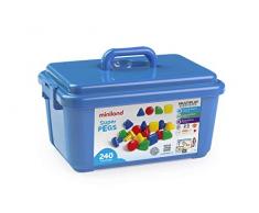 Miniland- Superpegs (240 Piezas) -Primary Colors Pinchos para Pizarra de mosaicos Gigante (95072)
