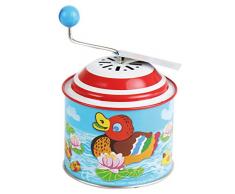 Bolz música de Aprox. 10,5 x 7,5 cm, Lata Chapa con melodía Alle Meine Entchen, Caja giratoria de Metal, para niños a Partir de 18 Meses, Pato Orgel, Color carbón (SIMM Spielwaren GmbH 52761)