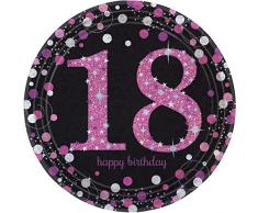 Amscan 9900580 - Platos de papel, 18 cumpleaños, 23 cm