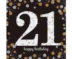 Amscan – 9900564 33 cm oro celebración servilletas XXI