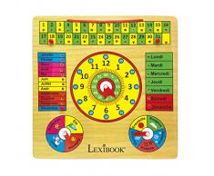 LEXIBOOK Bio Toys, Mi Premier Calendario Educativo de Pared de Madera con Reloj, francés, EDU365FR