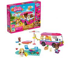 Mega Construx Barbie Supercaravana de aventuras, muñecas y coche de juguete de bloques de construcción con accesorios (Mattel GWR35)