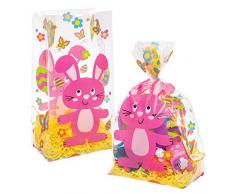 Baker Ross Bolsas de celofán con diseño de conejito de Pascua (Paquete de 30) Ideal para regalos de Pascua para niños
