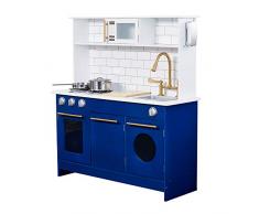 Teamson Kids TD-12681B - Cocina de Juguete de Madera, Blanco/Azul