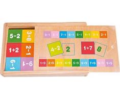 Woodyland Juguetes Didácticos sumar y restar Matemáticas Aprendizaje en una Caja de Madera (81 Piezas)